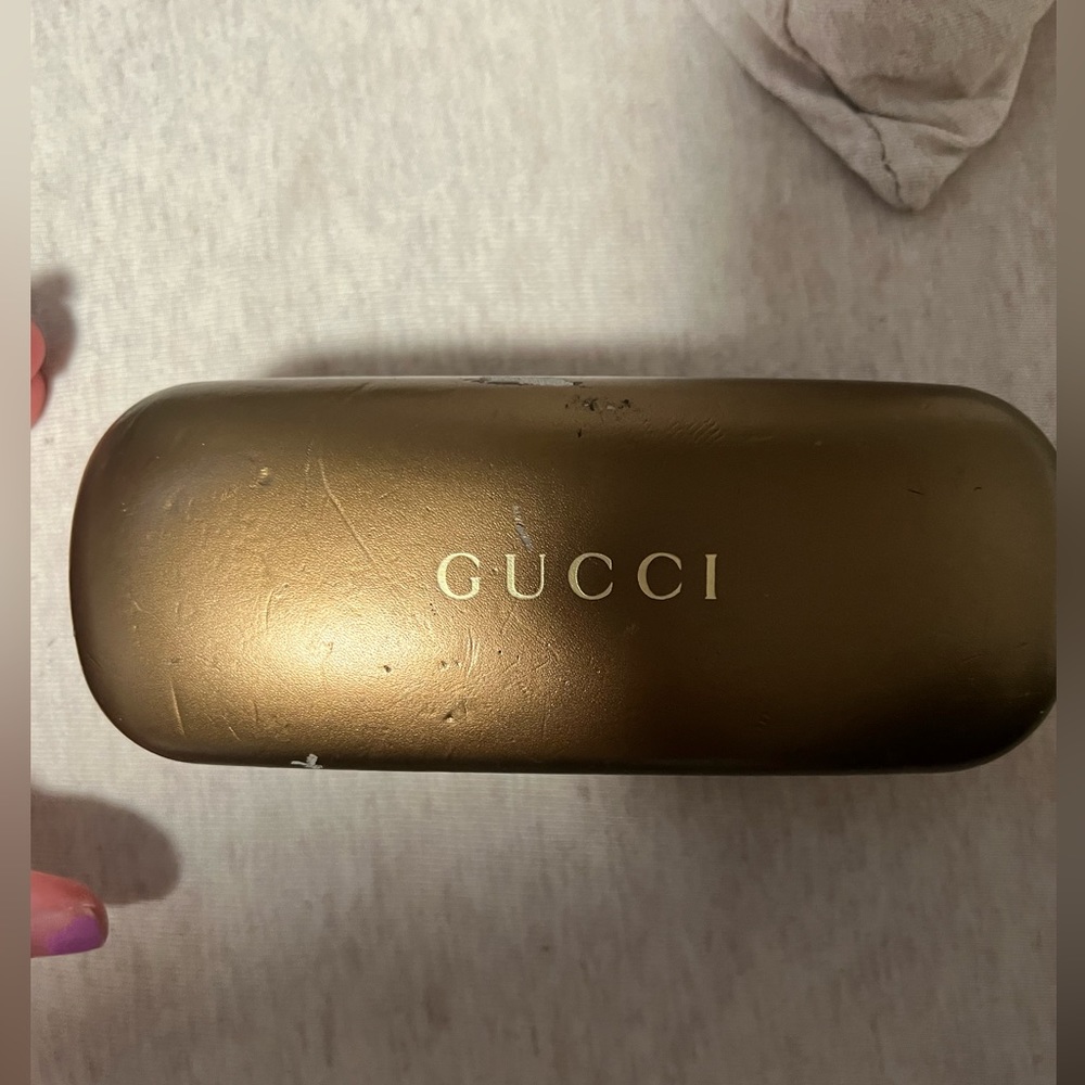 GUCCI gold leather clamshell eyeglass case